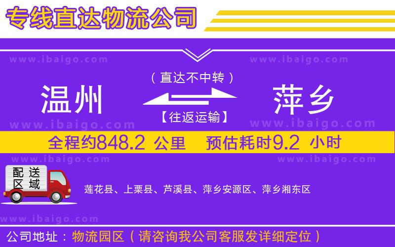 溫州到萍鄉(xiāng)貨運
